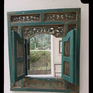 Hand Carved Balinese Window hand Carved and Painted